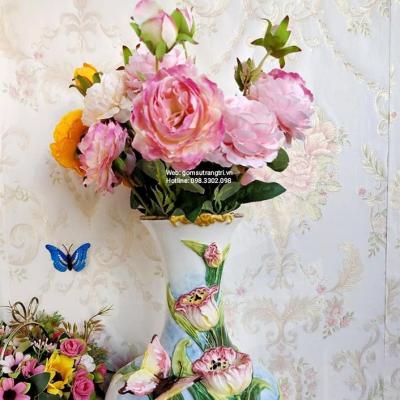 BÌNH HOA TULIP THỦ CÔNG ĐẮP NỔI